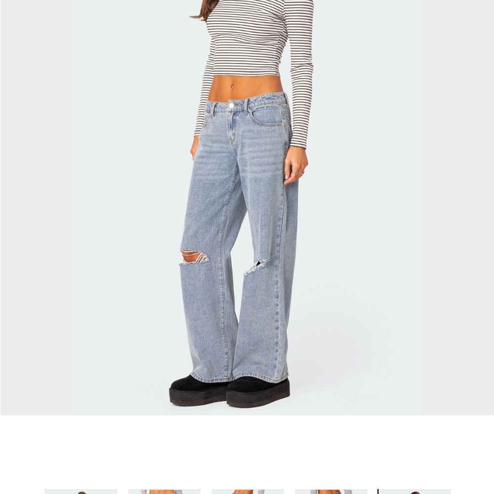 Edikted Debbie Distressed Low rise Jeans